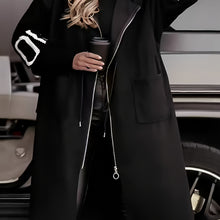 Charger l'image dans la galerie, Plus Size, Elegant Hooded fCasual Zippered Side Pockets Jacket