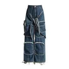 Load image into Gallery viewer, Structural binding workwear jeans for women loose fitting multi pocket jeans