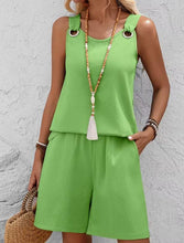 Lade das Bild in den Galerie-Viewer, Women's Fashion Round Neck Sleeveless Two Piece Short Set