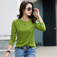 Load image into Gallery viewer, Round neck women's long sleeved T-shirt