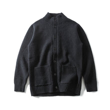 Load image into Gallery viewer, Color-Blocking Button Design Loose Textured Cardigan Sweater Men