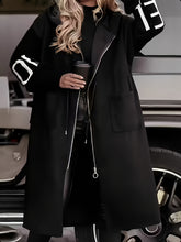 Charger l'image dans la galerie, Plus Size, Elegant Hooded fCasual Zippered Side Pockets Jacket