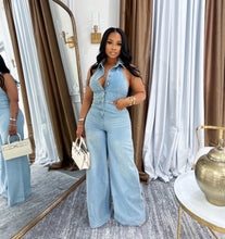 Lade das Bild in den Galerie-Viewer, Strapless Sexy Backless Long Denim Jumpsuit for Women