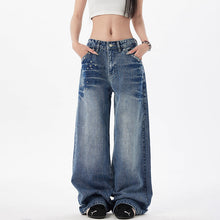 Load image into Gallery viewer, Retro Rivet Wide Leg Jeans for Women Slimming Loose Straight Jeans