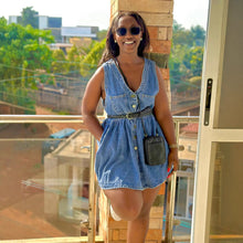 Load image into Gallery viewer, Casual Double Pocket Button-Up Mini Sleeveless Denim Dress