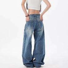 Load image into Gallery viewer, Retro Rivet Wide Leg Jeans for Women Slimming Loose Straight Jeans