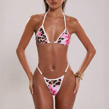 Charger l'image dans la galerie, Leopard Print Sexy Lace up Split Bikini Two-Piece set
