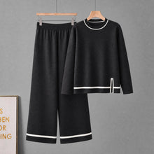 Load image into Gallery viewer, Long sleeved slit wide leg pants two-piece set for women