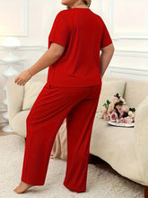 Lade das Bild in den Galerie-Viewer, Plus Cauaul Crewneck Short Sleeve 2Piece Set