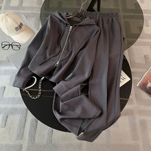 Load image into Gallery viewer, Hooded Open Front Top + Wide Leg Pants Two-Piece Set for Women
