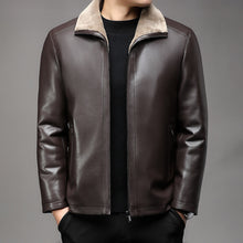 Lade das Bild in den Galerie-Viewer, Integrated Fleece Fur Lapel Leather Coat