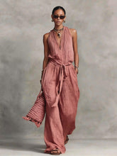 Cargar imagen en el visor de la galería, Belted Design Casual V-Neck Sleeveless Jumpsuit