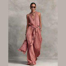 Load image into Gallery viewer, Belted Design Casual V-Neck Sleeveless Jumpsuit