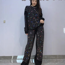 Load image into Gallery viewer, Diamond Drills Knitted Sweater O-neck Pants Two-piece Sets