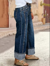 Load image into Gallery viewer, Plus Size Blue High-Waisted Straight Leg Jeans