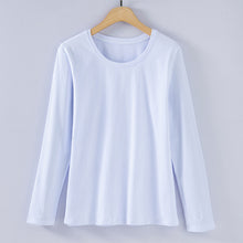 Load image into Gallery viewer, Round neck solid color long sleeved T-shirt for women