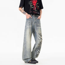 Load image into Gallery viewer, Stylish Printed Lightning Pattern Denim Pants