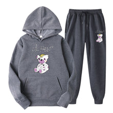 Load image into Gallery viewer, Men's Bear Print Fleece Hooded Sweatshirt Set