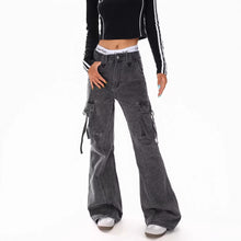 Load image into Gallery viewer, Washed Belted Cargo Jeans for Men and Women