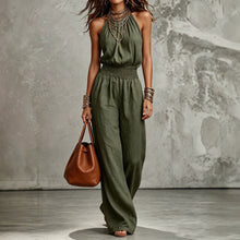 Load image into Gallery viewer, Sleeveless Backless Waist-Tie Halter Wide-Leg Jumpsuit for Women