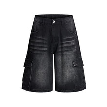 Load image into Gallery viewer, Washed denim workwear shorts