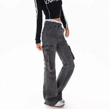 Load image into Gallery viewer, Washed Belted Cargo Jeans for Men and Women