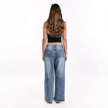 Load image into Gallery viewer, Vintage Washed Heart Back Pocket Wide Leg Jeans, Fashion Loose Girl Style Jeans for Women