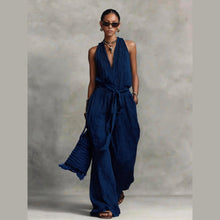 Load image into Gallery viewer, Belted Design Casual V-Neck Sleeveless Jumpsuit
