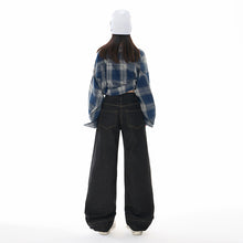 Load image into Gallery viewer, Black Wide-Leg Jeans Women Loose Drape Straight Leg Pants