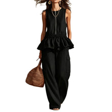 Load image into Gallery viewer, Sleeveless pleated vest wide leg pants set