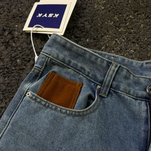 Load image into Gallery viewer, Denim Pants Men's Suede Patchwork Design Loose Straight Leg Casual Trousers