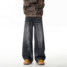 Load image into Gallery viewer, Retro Washed Denim Pants Men Loose Distressed Wide Leg Long Trousers