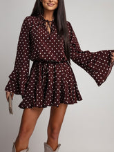 Load image into Gallery viewer, Dotted French Sweet V-Neck Long Sleeve Elastic Waist Dress