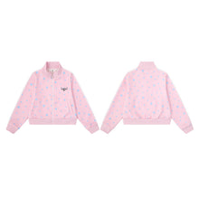 Load image into Gallery viewer, Pink Blue Star Youth Love Wings Embroidered Stand up Collar Coat