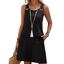Lade das Bild in den Galerie-Viewer, Women's Fashion Round Neck Sleeveless Two Piece Short Set