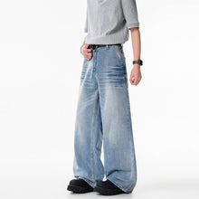 Load image into Gallery viewer, Relaxed Fit Cat-Whisker Washed Wide-Leg Jeans for Men