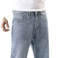 Load image into Gallery viewer, Retro Washed Blue Denim Pants Men's Jeans