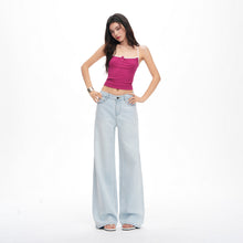 Load image into Gallery viewer, Light Blue Tencel Wide-Leg Jeans Women