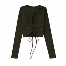 Load image into Gallery viewer, 2 Pieces Rib Knit Lace Up Slim Knitted Skirt Set