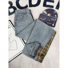Load image into Gallery viewer, Deconstructed Plaid atchwork Denim