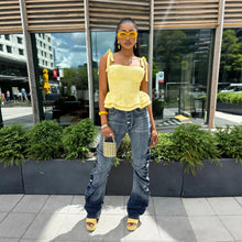 Lade das Bild in den Galerie-Viewer, Street Style Pleated Catwhisker Slim Fit Washed Stack Denim Pants