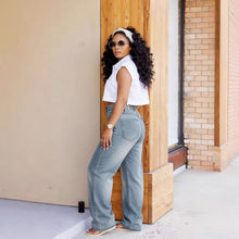 Load image into Gallery viewer, Street Style Detachable Multi-Pocket Belted Washed Distressed Denim Pants