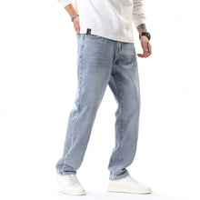 Load image into Gallery viewer, Retro Washed Blue Denim Pants Men's Jeans