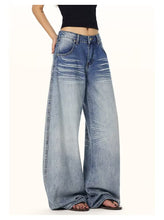 Load image into Gallery viewer, Design Sense Washed Bleached Wide-Leg Jeans for Women