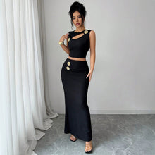 Lade das Bild in den Galerie-Viewer, Sleeveless Top, Hip Hugging Long Skirt Set