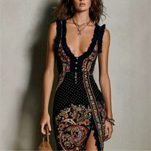 Load image into Gallery viewer, Digital Print Sleeveless Split Long Dress