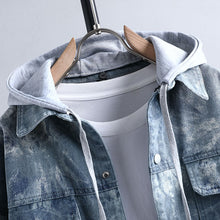 Load image into Gallery viewer, Trendy Tie-Dye Washed Detachable Hood Loose Fit Men's Denim Jacket