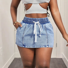Load image into Gallery viewer, Elastic waisted denim skirt