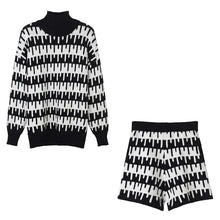 Load image into Gallery viewer, Winter Women's Knitted Suit Pant 2 Piece Sets Women Outfit Shorts Oversized Casual Sweaters Female Clothing Knitwear Tracksuit