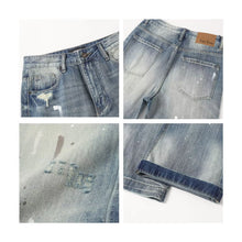 Load image into Gallery viewer, Splatter Paint Ripped Flared Jeans Pants
